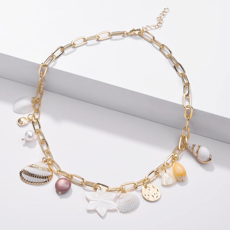 

Shell Charm Necklace, Multicolor