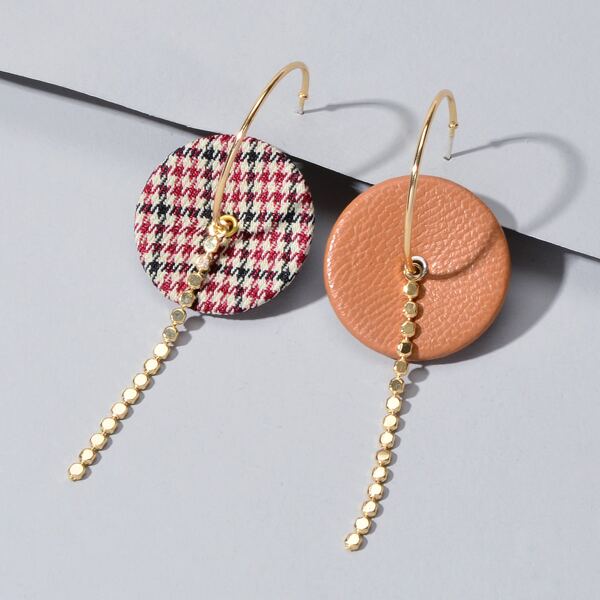 

Houndstooth Pattern Drop Earrings, Multicolor