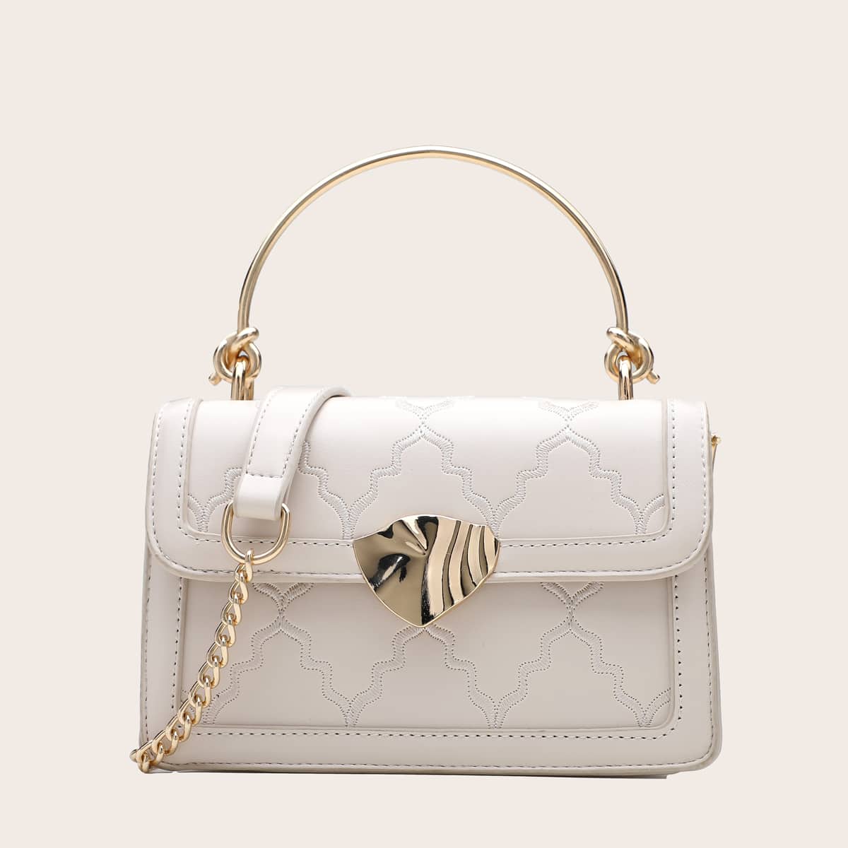 

Flap Chain Satchel Bag, Beige