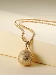 Fashionable and Popular Men Fashion Basketball Charm Necklace Alloy for Jewelry Gift and for a Stylish Look - Yellow Gold - View 1