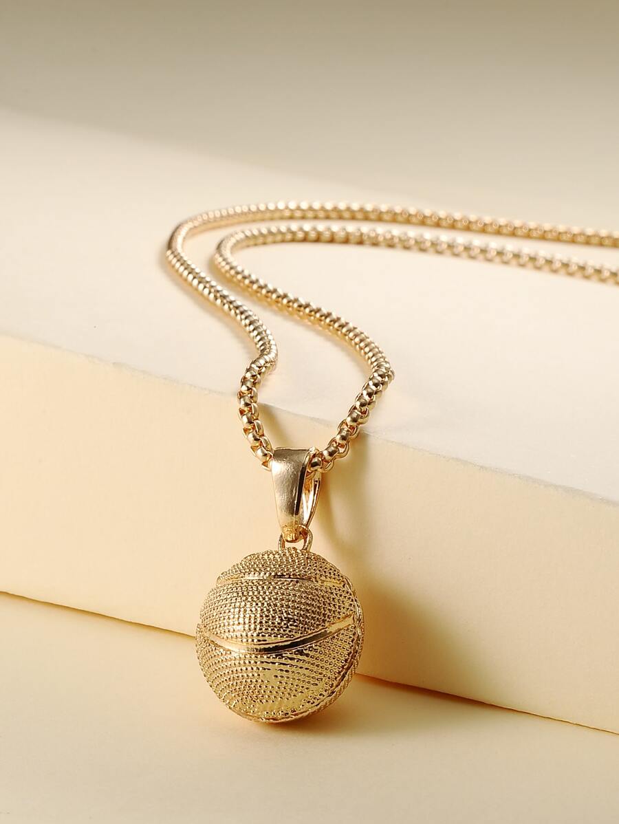 Fashionable and Popular Men Fashion Basketball Charm Necklace Alloy for Jewelry Gift and for a Stylish Look - Yellow Gold - View 1