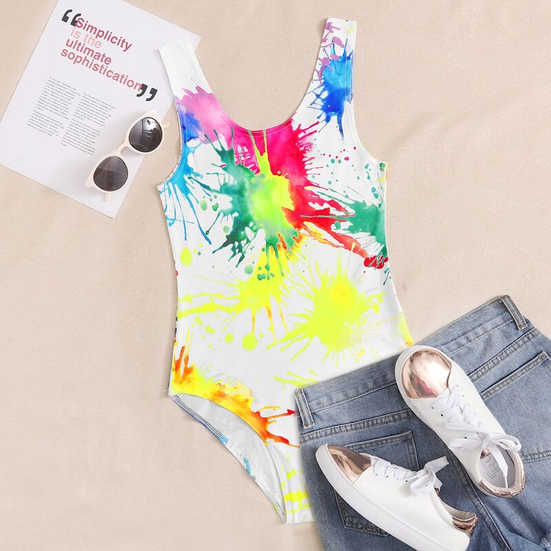 

Splatter Print Tank Bodysuit, Multicolor