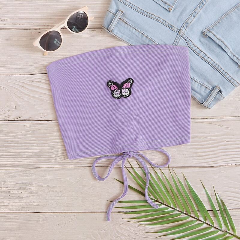 

Butterfly Lace Up Bandeau, Purple