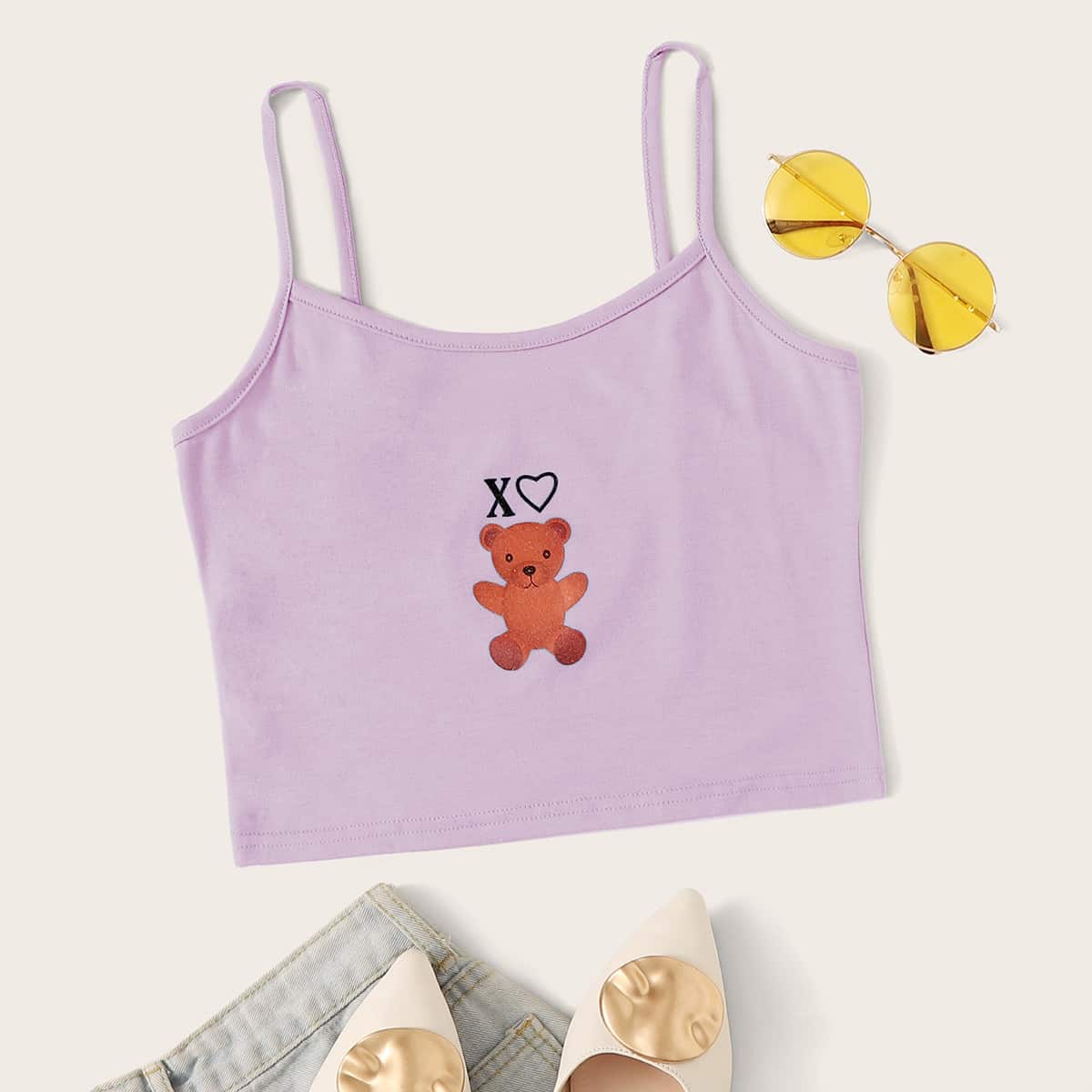 

Bear Purple Crop Cami