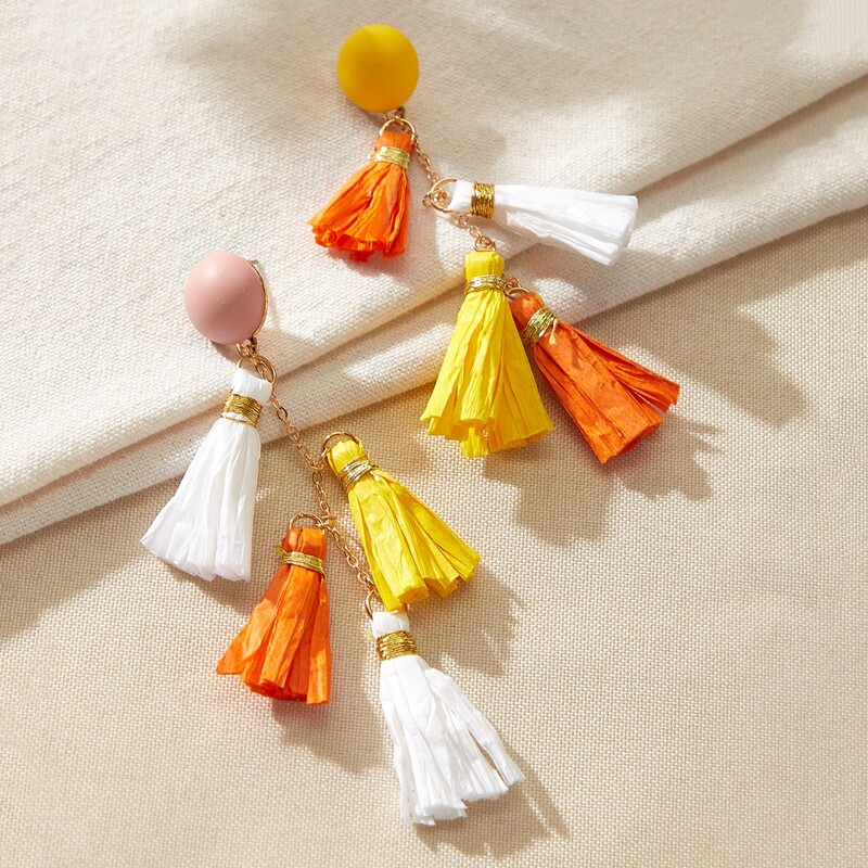 

1pair Tassel Drop Earrings, Multicolor