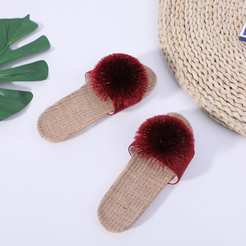 

Pom-pom Decor Sliders, Red