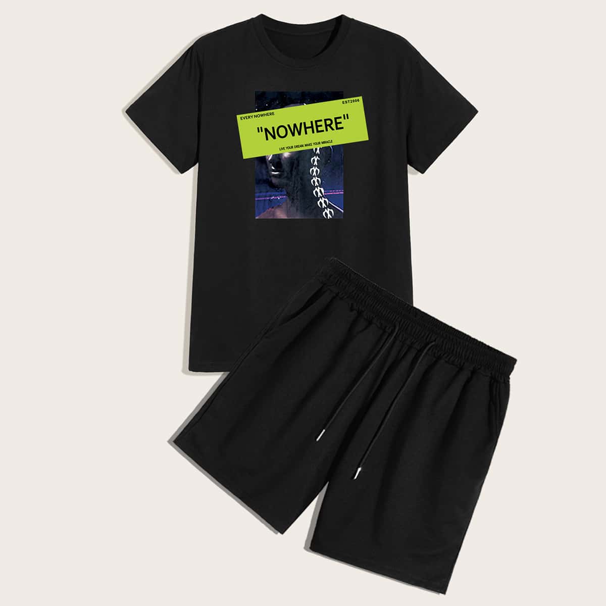 

Guys Letter Graphic Tee & Black Shorts