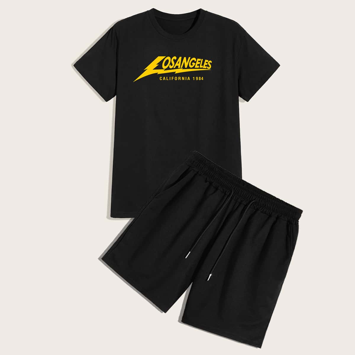 

Guys Letter Graphic Tee & Black Shorts