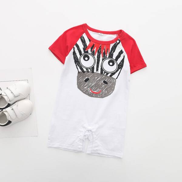 

Baby Boy Graffiti Colorblock Tee Romper, White