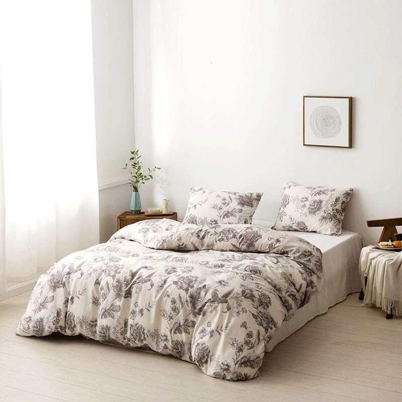 

Flower Print Bedding Set Without Filler, Multicolor