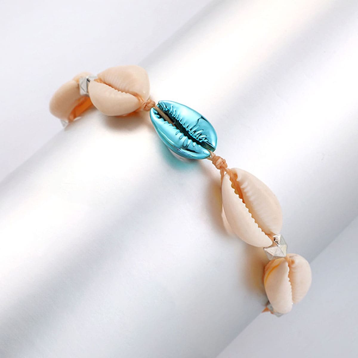 

1pc Color Block Shell Decor Anklet, Multicolor