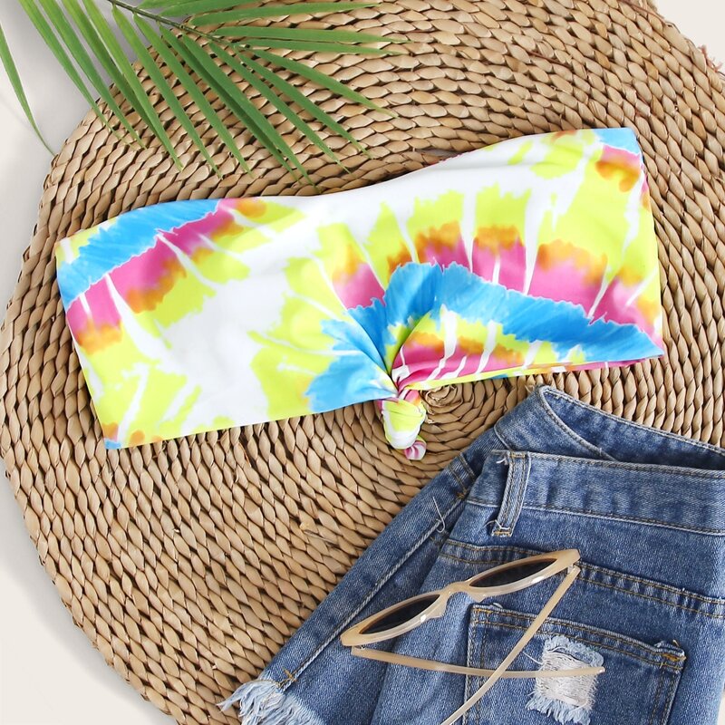 

Tie Dye Bandeau Bikini Top, Multicolor