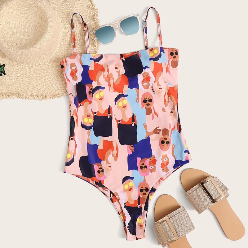 

Figure Graphic One Piece Swimsuit, Multicolor