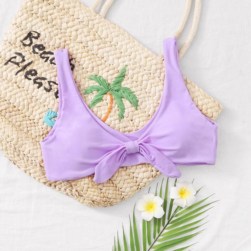 

Knot Front Bikini Top, Purple