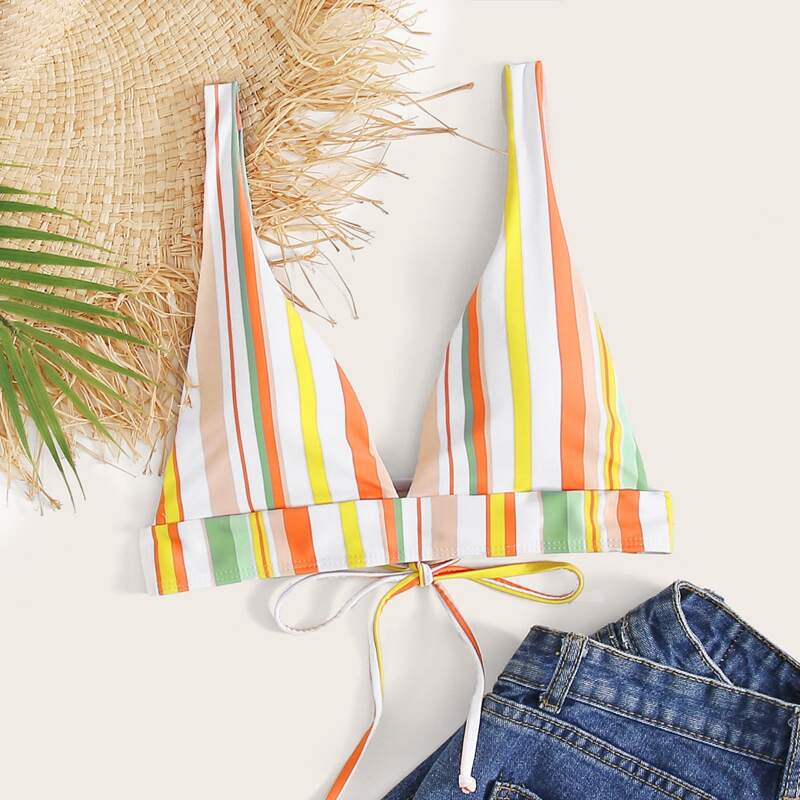 

Striped Bikini Top, Multicolor