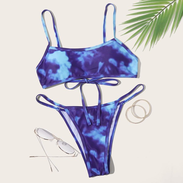 

Tie Dye Tanga Bikini Swimsuit, Blue