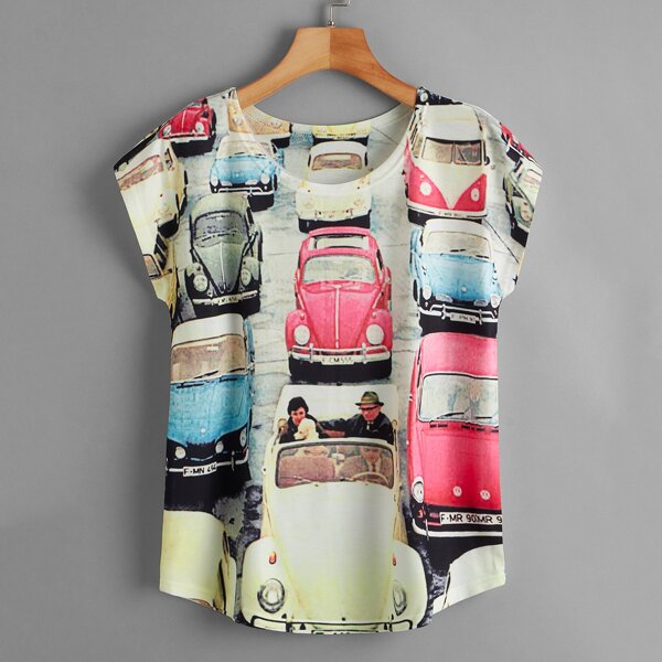 

Car & Figure Graphic Tee, Multicolor