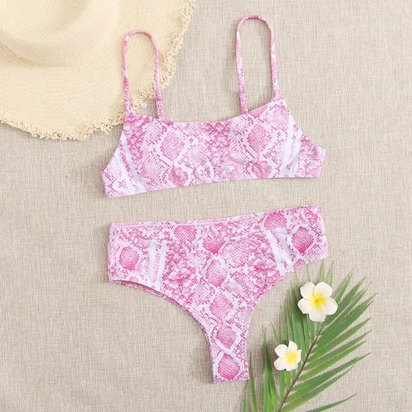 

Snakeskin Print Bikini Swimsuit, Pink