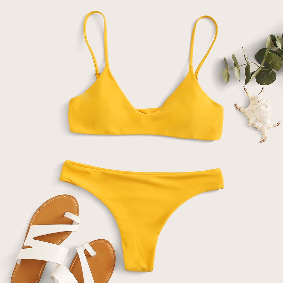 

Adjustable Strap Bikini Swimsuit, Yellow