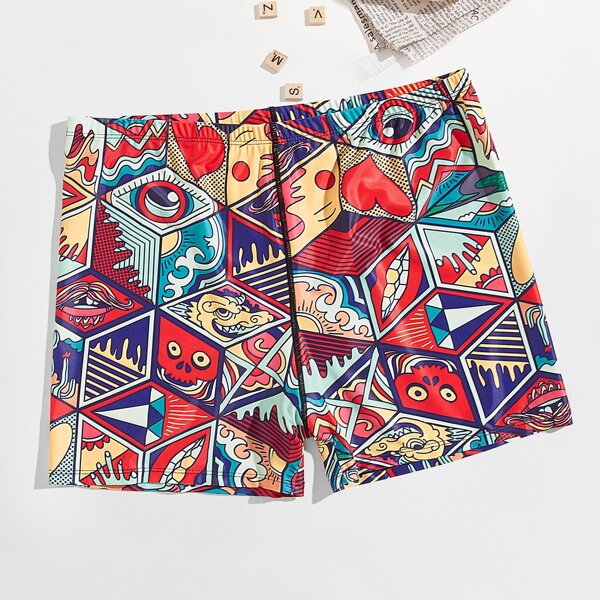 

Men Pop Art Print Swim Trunks, Multicolor