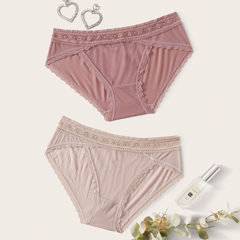 

2pack Lace Trim Panty Set, Multicolor