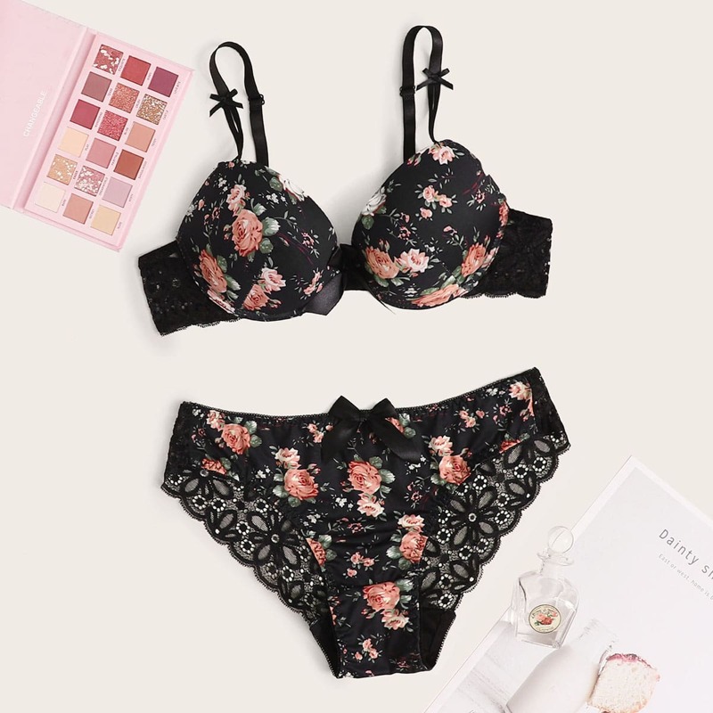 

Floral Push Up Lingerie Set, Multicolor