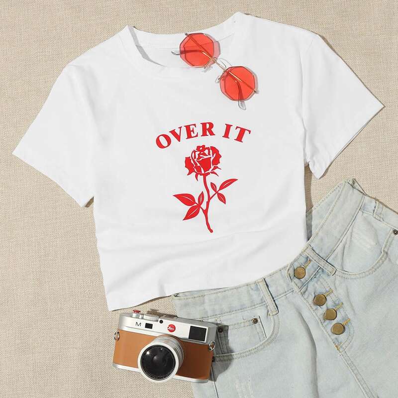 

Rose Graphic White Tee