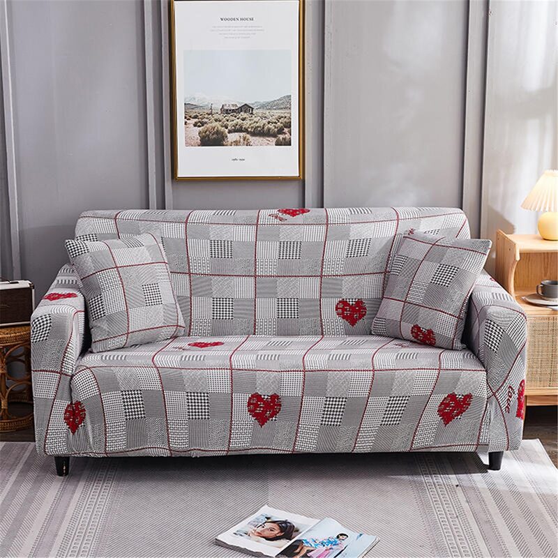 

Heart Print Stretchy Sofa Cover Without Cushion Cover, Multicolor