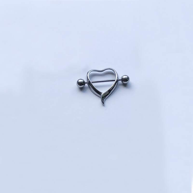 

1pc Guys Heart Design Nose Ring, Silver