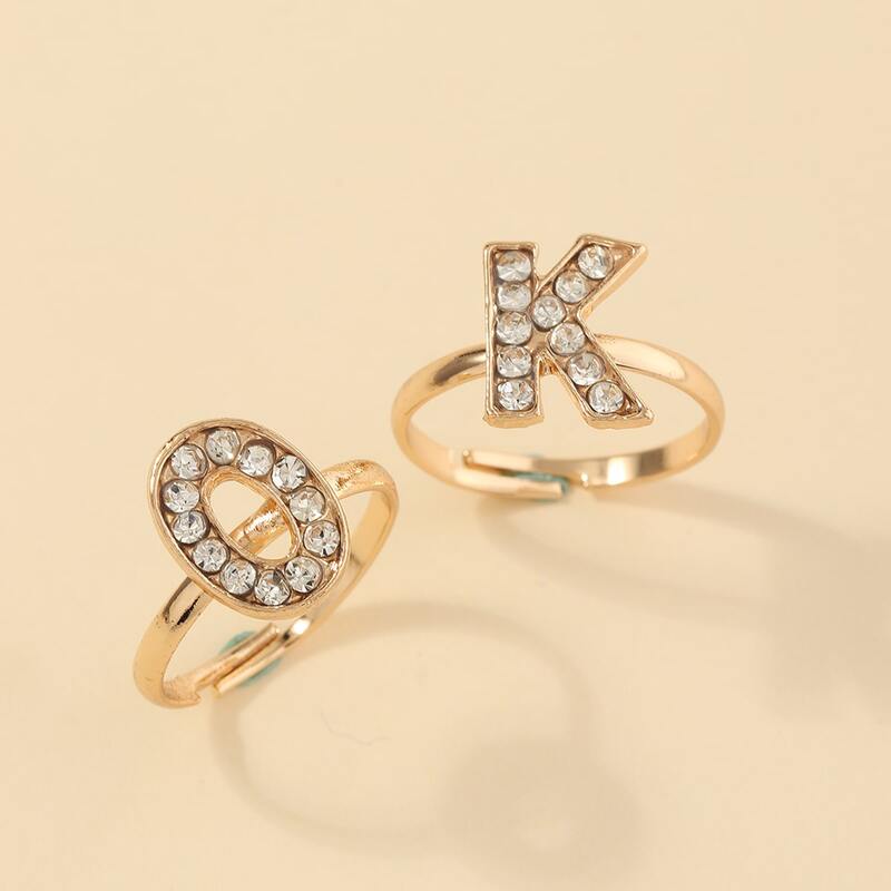 

2pcs Letter Decor Ring, Gold