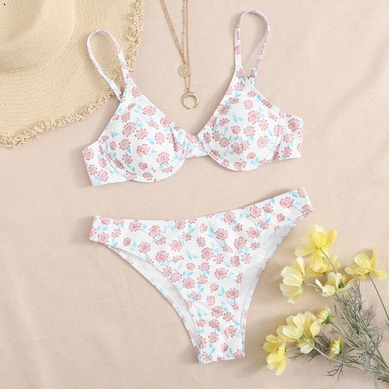 

Floral Push Up Bikini Swimsuit, Multicolor