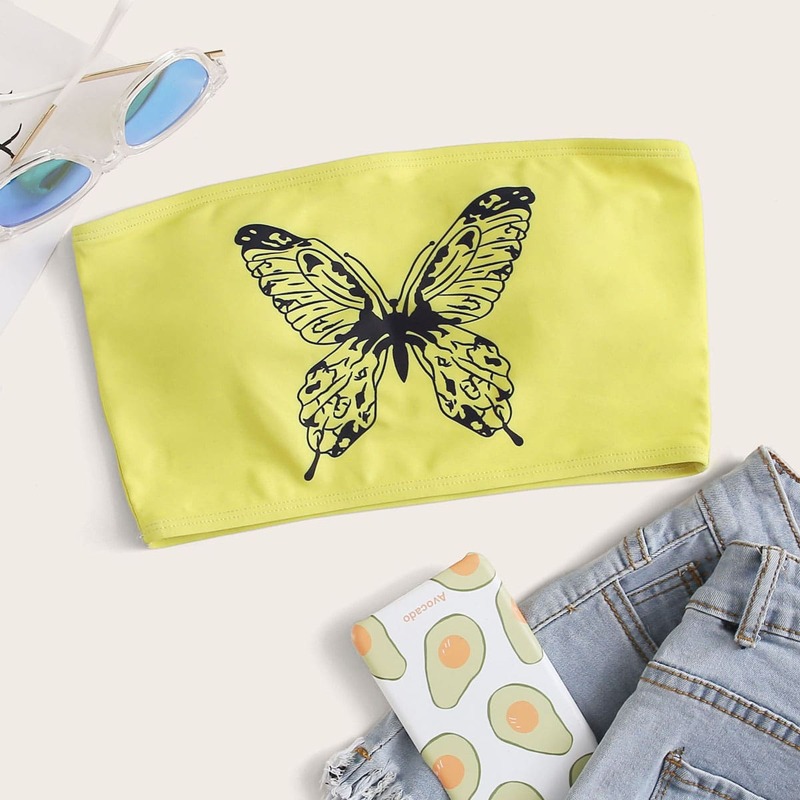 Butterfly Bandeau Bikini Top, Yellow