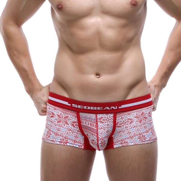 

Men Christmas And Letter Graphic Boxer Brief, Multicolor
