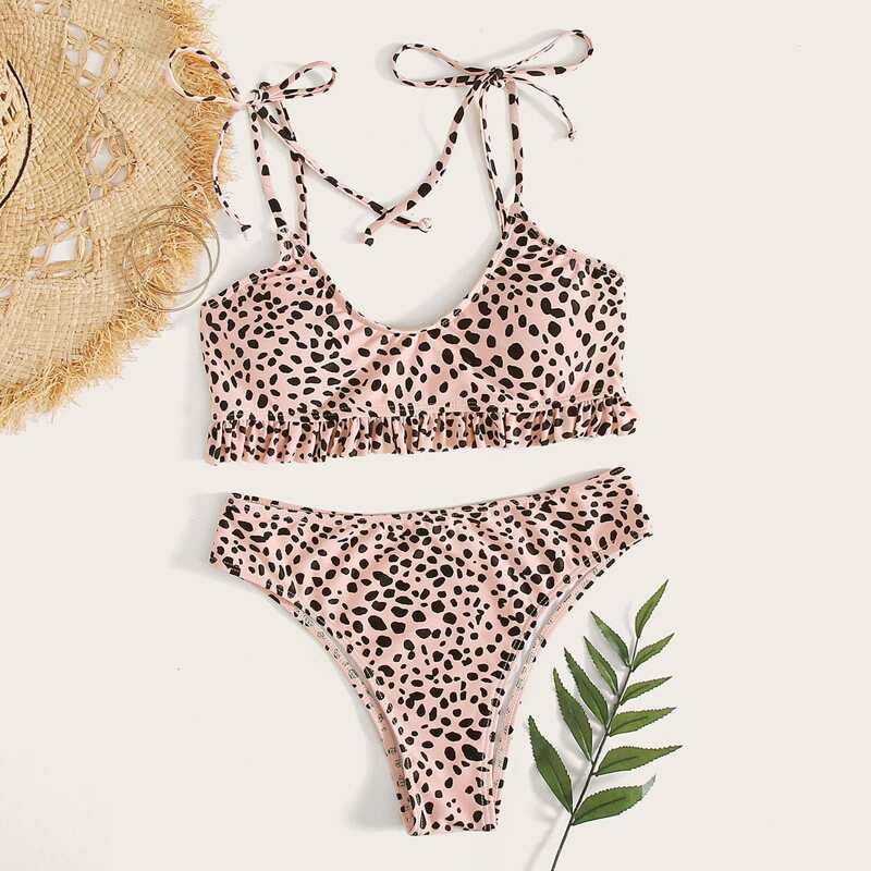 

Dalmatian Frill Trim Bikini Swimsuit, Multicolor