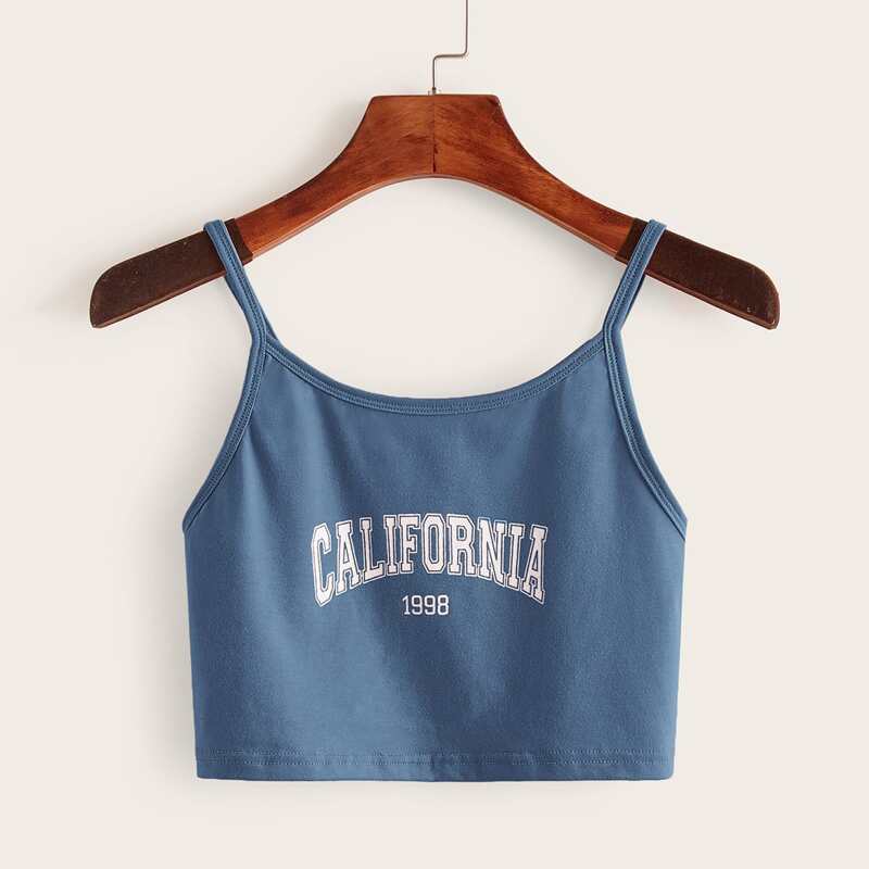 

Letter Graphic Crop Cami, Blue