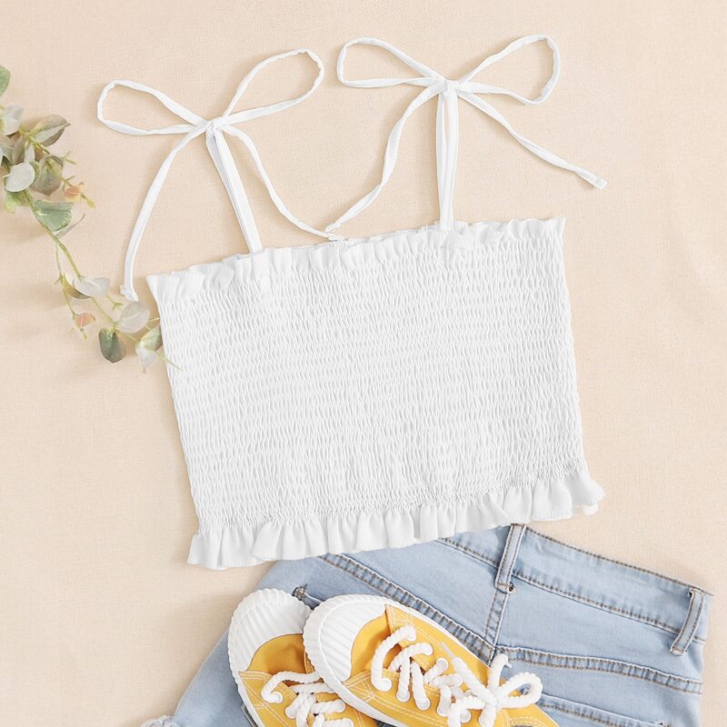 

Tie Strap Shirred Cami, White