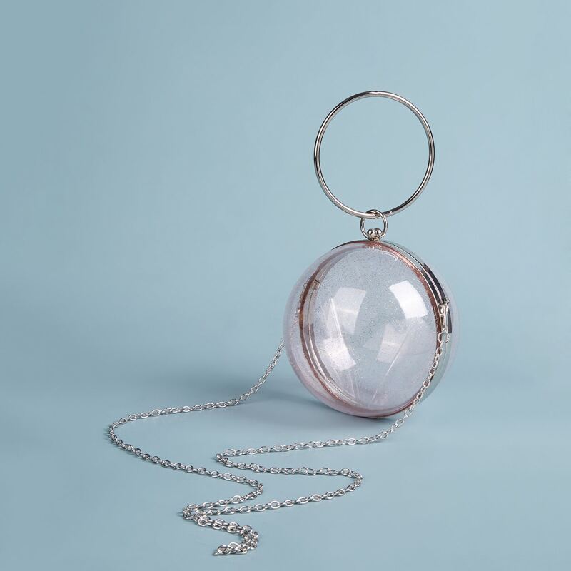 

Glitter Clear Ball Clutch Bag With Ring Handle