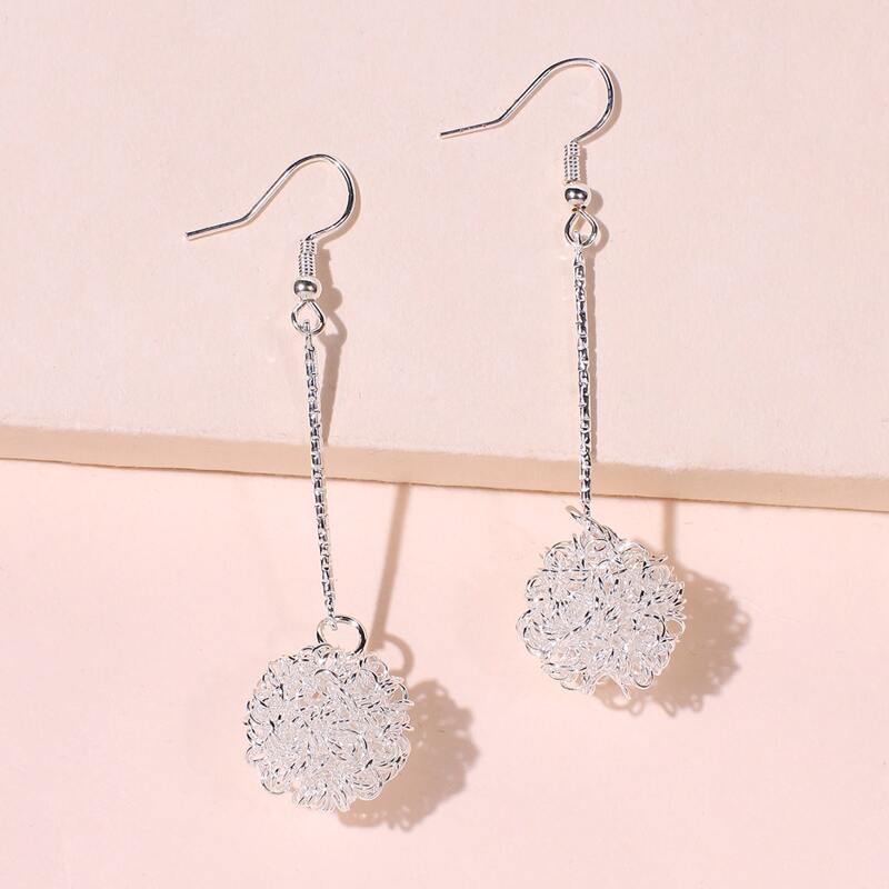 

1pair Ball Drop Earrings, Silver