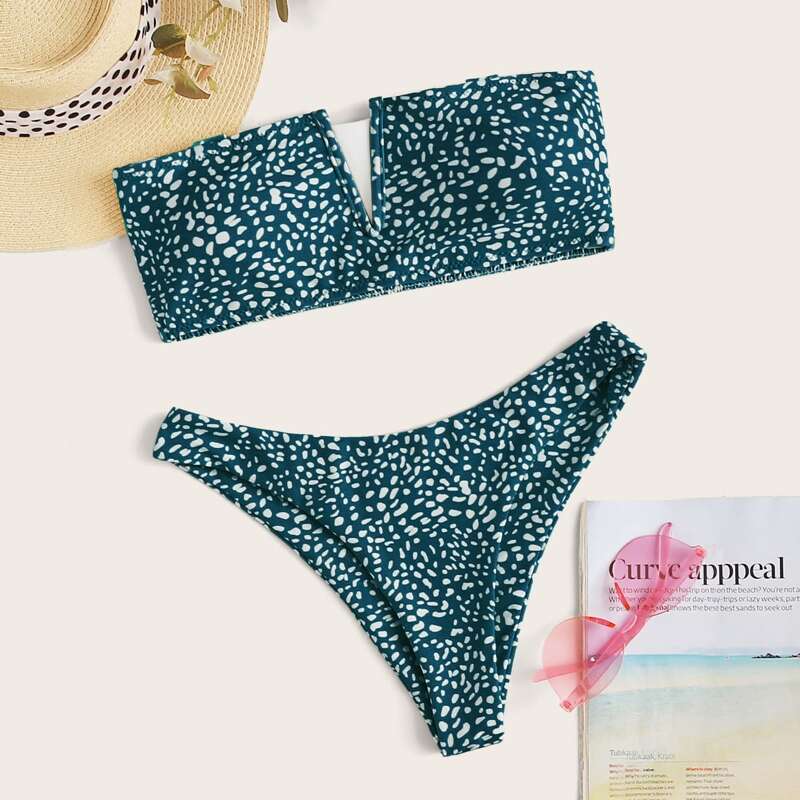 

Dalmatian V Wired Bandeau Bikini Swimsuit, Green