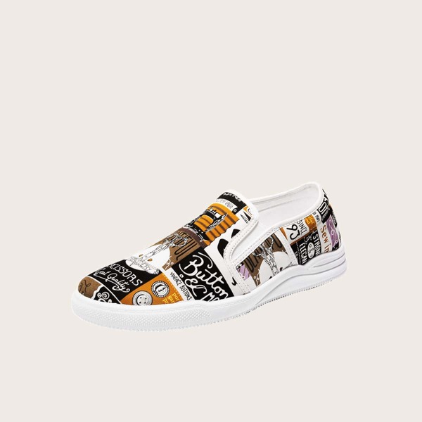 

Men Cartoon Graphic Slip On Loafers, Multicolor