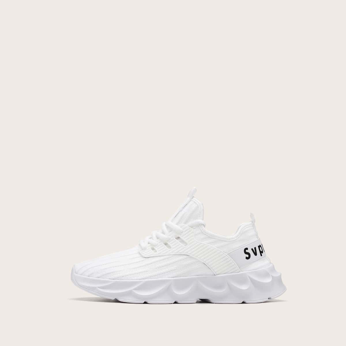 

Guys Lace-up Front Letter Graphic Sneakers, White