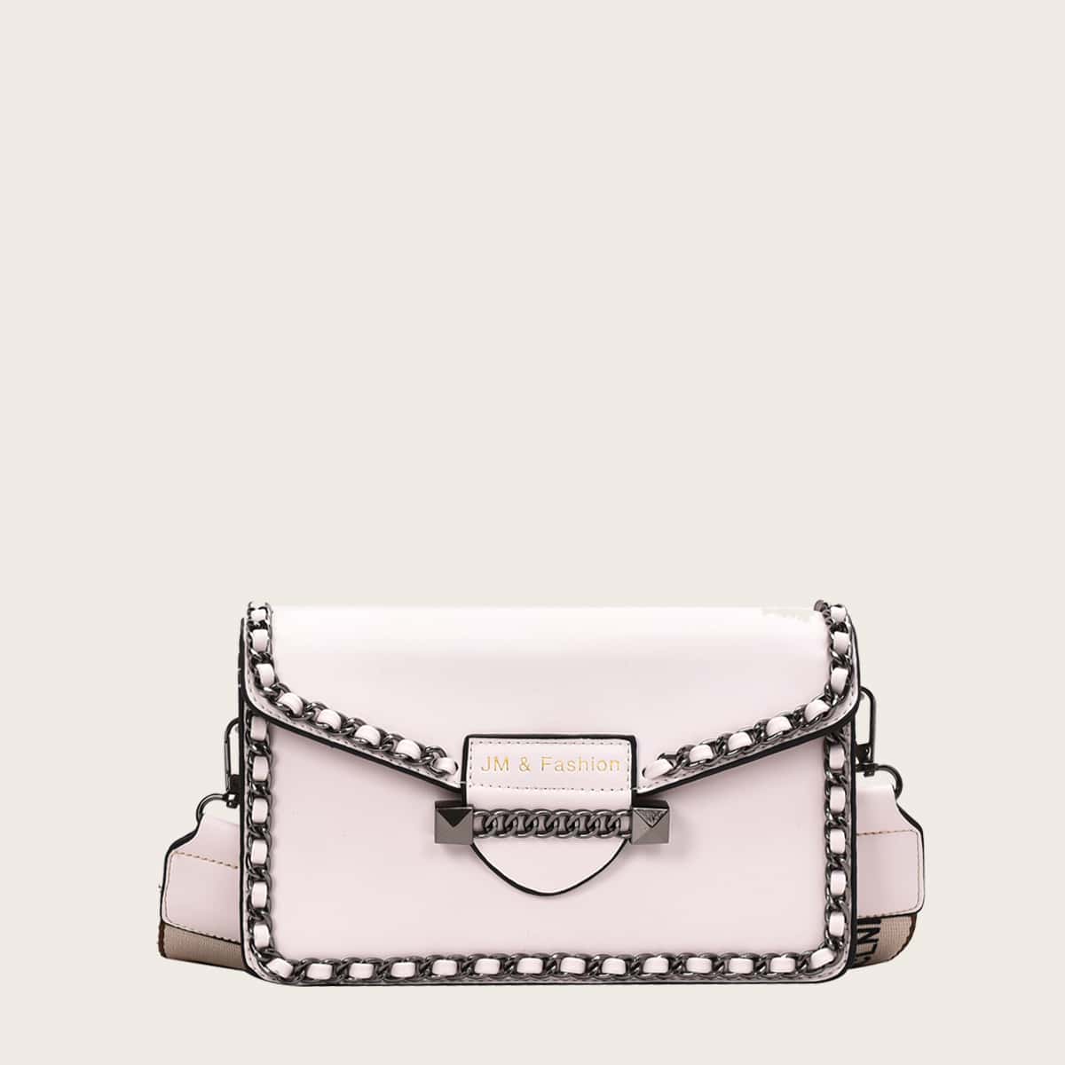 

Chain Decor Crossbody Bag, Pink