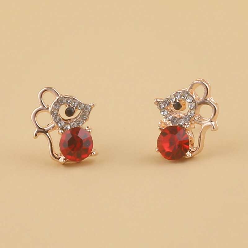 

Rhinestone Mouse Earrings, Multicolor