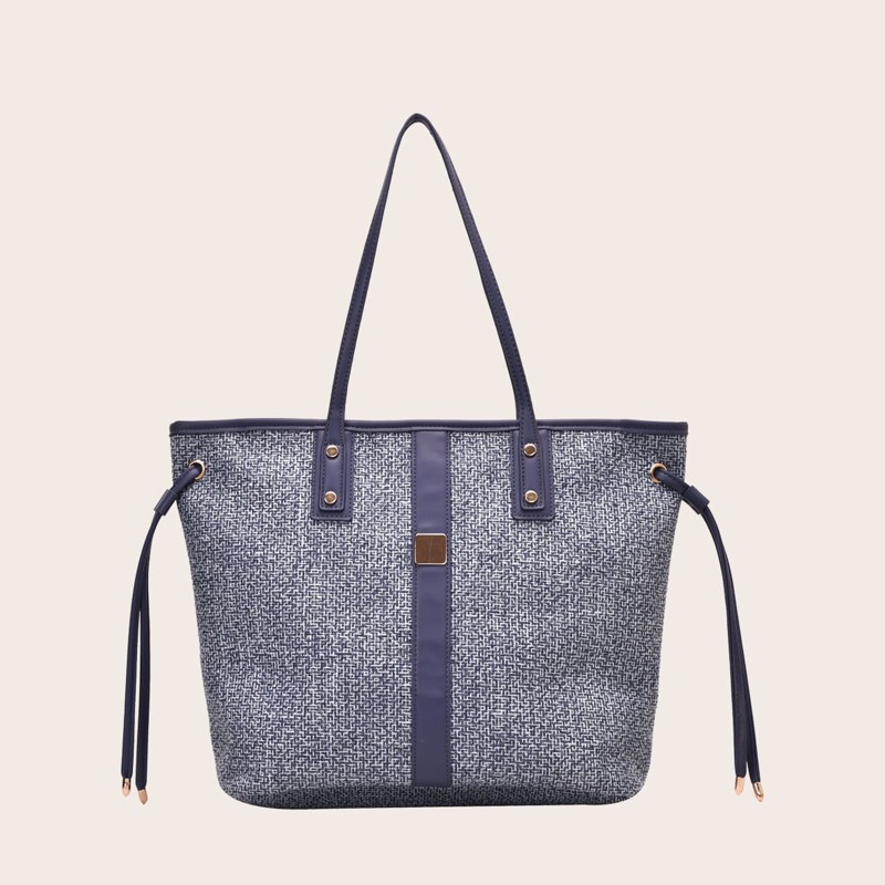 

PU Panel Tote Bag, Blue