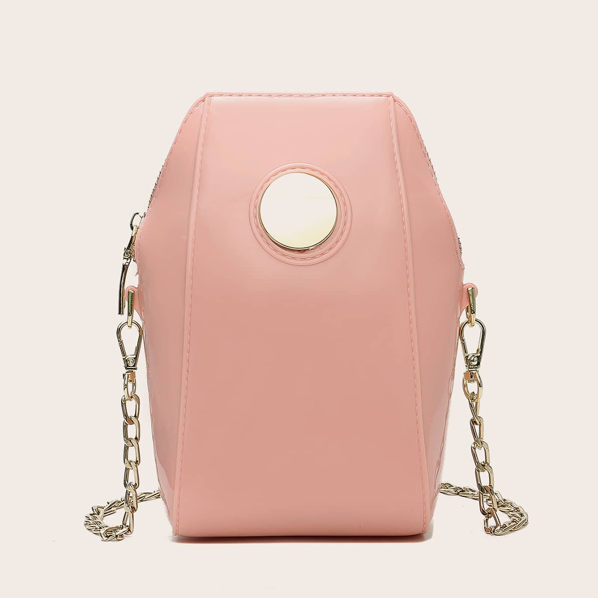 

Metal Decor Chain Crossbody Bag, Pink
