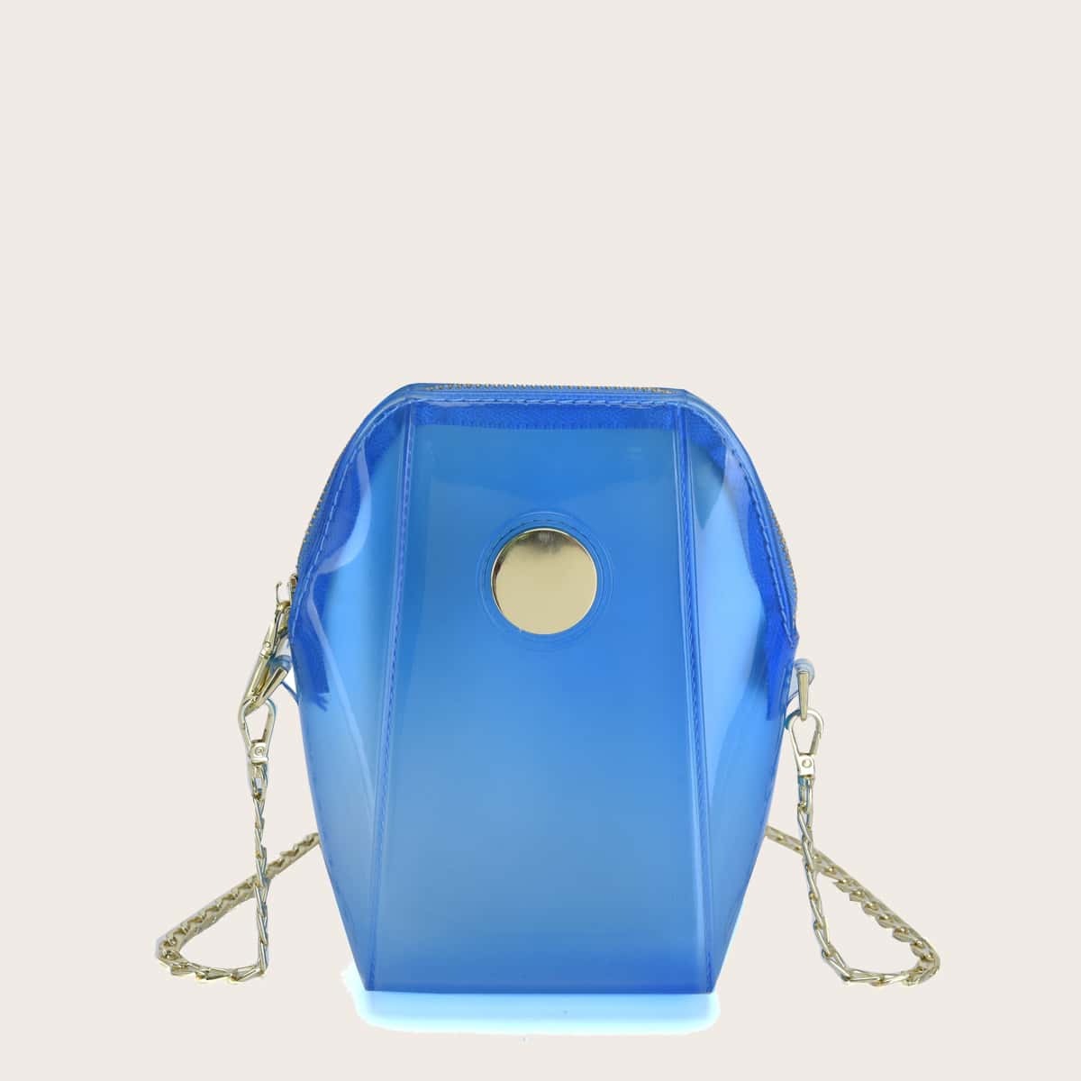

Metal Decor Chain Crossbody Bag, Blue