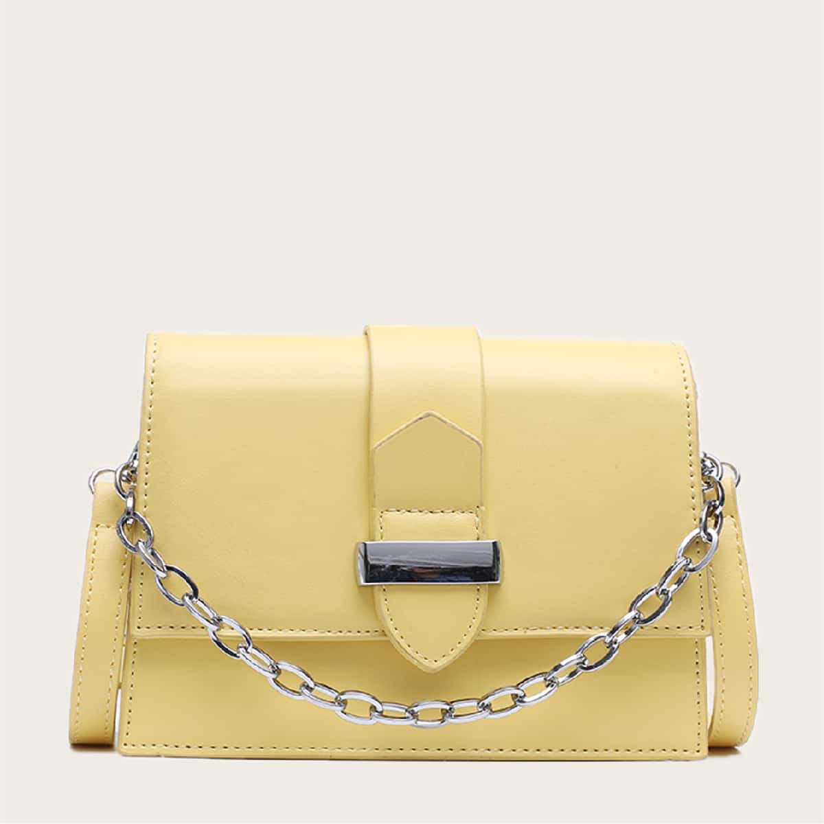

Chain Handle Trapezoid Satchel Bag, Yellow
