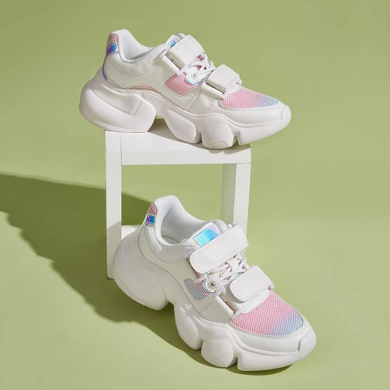 

Double Velcro Strap Chunky Sneakers, White