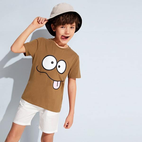 

Boys Cartoon Graphic Tee and Shorts Set, Multicolor