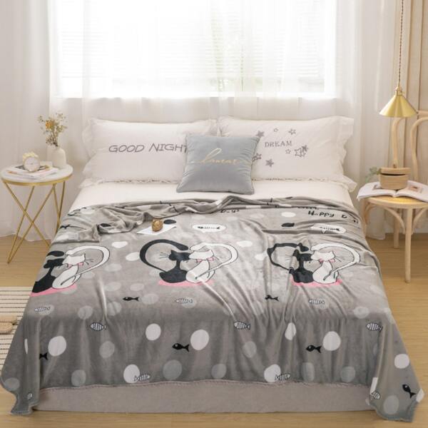 

Cartoon Graphic Blanket, Grey